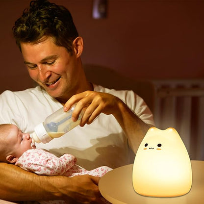 ZKLiLi Cat Night Light for Kids,Cute Night Lamp for Nursery,Squishy Silicone Cat Touch Lights Portable, Gift for Birthday and Christmas for Kids Baby Children