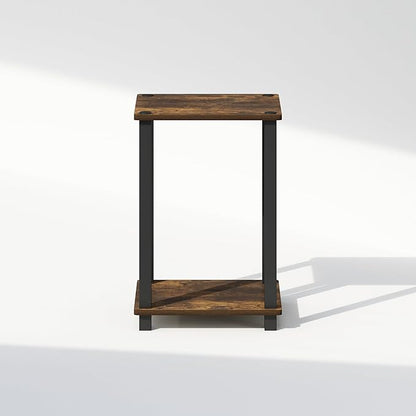 Furinno Simplistic Night Stand, 2-Tier Small Nightstand with Open Shelf, Toolless Assembly Bedside Table, End Table, Side Table, for Bedroom, Living Room, Amber Pine