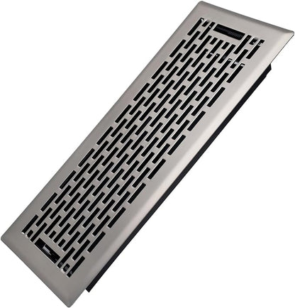 4x12 Inches Heavy Duty Walkable Floor Register - Easy Adjust Air Supply Lever Decorative Floor Vent Covers - Boston Design Vent Covers for Home - Satin Nickel