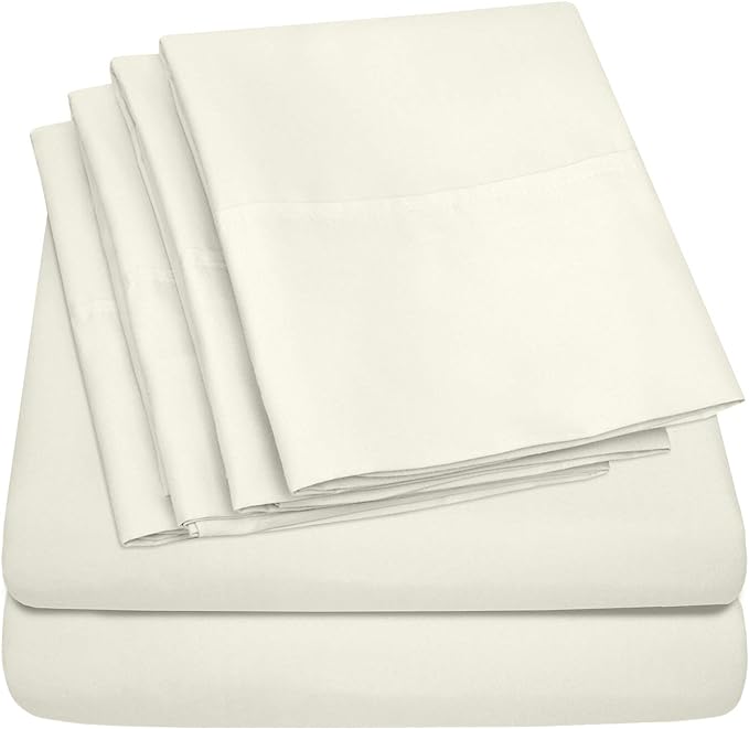 Twin XL Size Bed Sheets - 4 Piece 1500 Supreme Collection Fine Brushed Microfiber Deep Pocket Twin X-Large Sheet Set Bedding - 1 EXTRA PILLOW CASES, GREAT VALUE, Twin XL, ivory