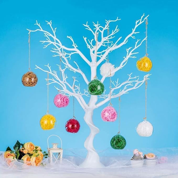 Sziqiqi Hanging Glass Globes Orbs Tea Light Candle Holders with Flameless LED Tealight for Wedding Ornaments, Wedding Birthday Christmas Party Centerpiece Accessory 2.36inch 100pcs +8 Extra