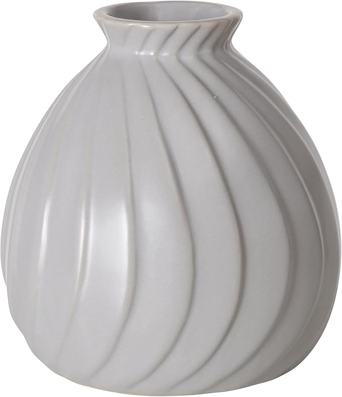 Iconic Scandi Vase 4 Piece Set, Pearly Grey, Glazed, Water-Tight, Porcelain, 3-7.75 Inches