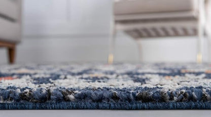 Rugs.com Morocco Collection Rug – 2' x 3' Navy Blue High-Pile Rug Perfect for Living Rooms, Large Dining Rooms, Open Floorplans
