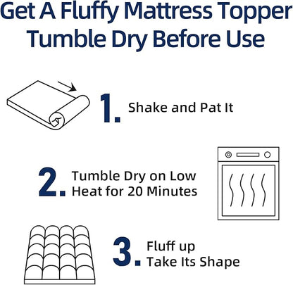 Mattress Topper Full for Back Pain, Extra Thick Mattress Pad Cover, Plush Pillow Top, Deep Elastic Pocket, Black