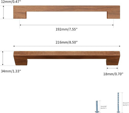 Walnut Square 7-1/2 in 6 pcs Wooden Drawer Pulls Handle pulls for cabinets Kitchen Cabinet Drawer pulls Cabinet Door Pull