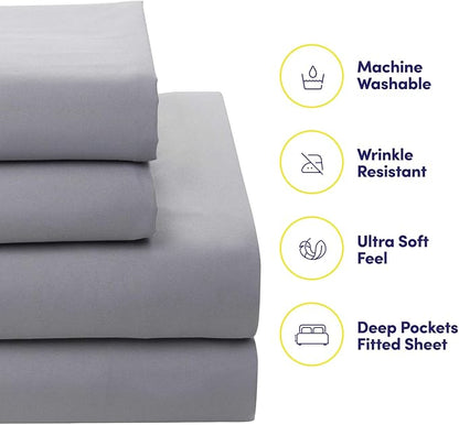 Sweet Home Collection 7 Piece Comforter Set Bag Solid Color All Season Soft Down Alternative Blanket & Luxurious Microfiber Bed Sheets, Tulsa, Queen