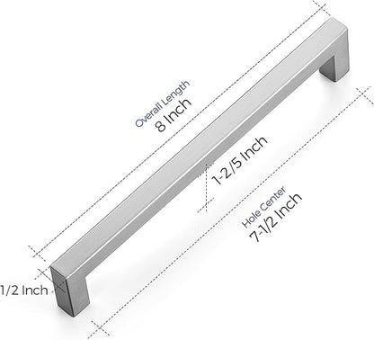 Ravinte 60 Pack 7-1/2 Inch Kitchen Square Cabinet Handles Satin Nickel Pulls Brushed Nickel Kitchen Cabinet Hardware Handles for Cupboard Drawer Pulls