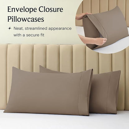 LuxClub 4 PC Sheet Bed Sheets Deep Pockets 18" Eco Friendly Wrinkle Free-Kids-Fitted Sheets Machine Washable Hotel Bedding Silky Soft - Dark Khaki Twin