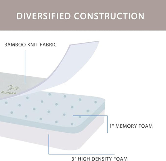 SINWEEK Memory Foam Folding Mattress, 4 Inch Foldable Trifold Mattress Topper, CertiPUR-US Certified Guest Bed with Cooling Cover & Waterproof Lining