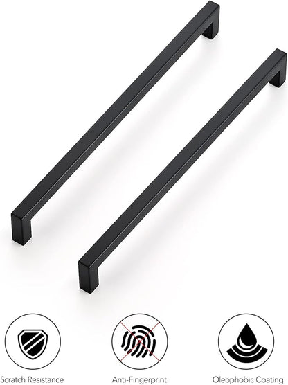 Ravinte 10 Pack 11-5/16 Inch Square Cabinet Handles - Matte Black Pulls for Kitchen Drawers and Cabinets - Hardware Handles