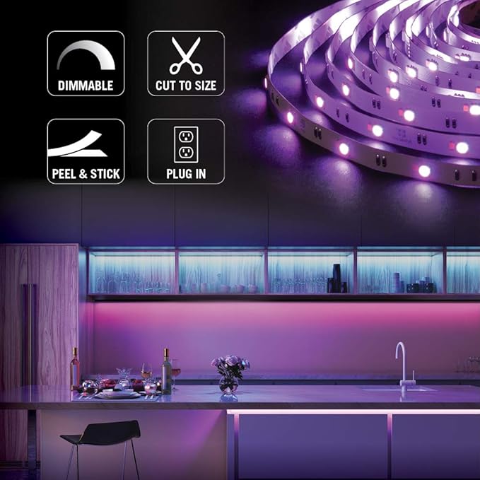 Armacost Lighting 423500 RibbonFlex Home 16ft. RGB+W Smart LED Tape Light Kit, Multi-Color and White