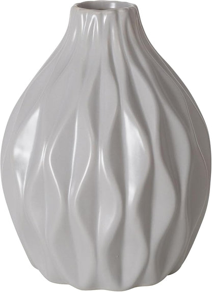 Iconic Scandi Vase 4 Piece Set, Pearly Grey, Glazed, Water-Tight, Porcelain, 3-7.75 Inches