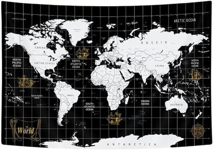 World Map Tapestry Wall Hanging, World Geographical Asia Europe South City Topography America Africa Japan Wall Decor Tapestries Map of Wall Art for Bedroom Living Room Home Office