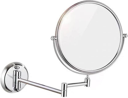 Wall Mounted Makeup Mirror, 3X Wall Mounted Magnifying Mirror Adjustable Height Double-Sided Mirrors for Bathroom Vanity,8 Inch Extendable Bathroom Mirror for Shaving 8 inches