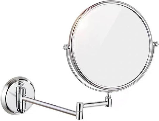 Wall Mounted Makeup Mirror, 3X Wall Mounted Magnifying Mirror Adjustable Height Double-Sided Mirrors for Bathroom Vanity,8 Inch Extendable Bathroom Mirror for Shaving 8 inches