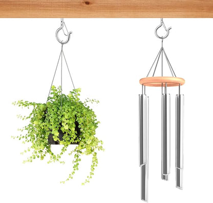 24 PCS Q-Hanger Hooks, Screw Hooks for Outdoor String Lights, Safety Buckle Design Cup Eye Hook for Hanging Christmas Lights, Plants, Mounted on Wall Ceiling, Include 1 Wing Nut Driver, Silver