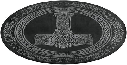 Norse Mythology Viking Thors Hammer Scandinavian Ultra Soft Non-Slip Area Rugs Indoor Coral Velvet Floor Mat Short Flannel Carpet for Living Room Bedroom Dining Room
