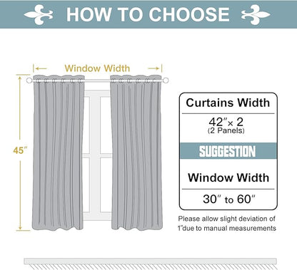 ChrisDowa 100% Blackout Curtains for Bedroom with Black Liner, 2 Thick Layers Total Blackout Thermal Insulated Grommet Small Window Curtains 2 Panels Set (Brown, 42 x 45 Inch)