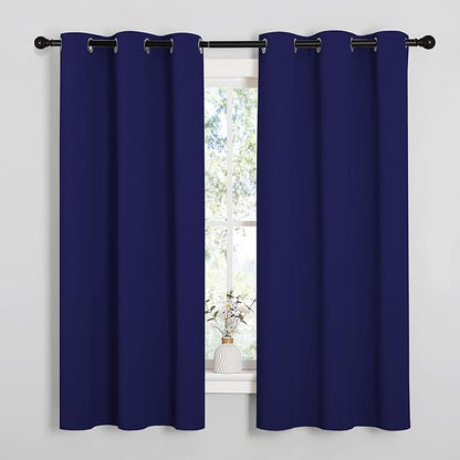 NICETOWN Blackout Draperies Curtains, All Season Thermal Insulated Solid Grommet Top Blackout Curtains/Drapes for Kid's Room (Royal Blue, 1 Pair, 34 x 63 inches)