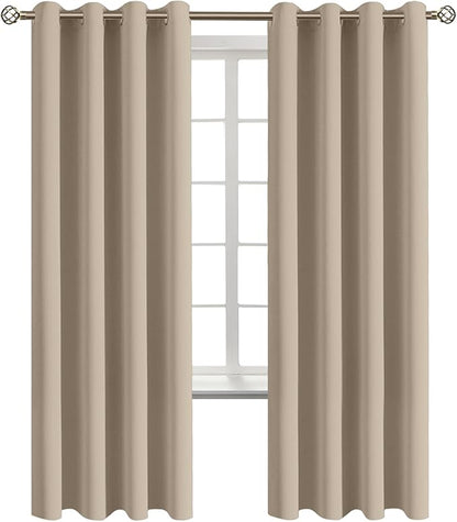 BGment Blackout Curtains - Grommet Thermal Insulated Room Darkening Bedroom and Living Room Curtains, Set of 2 Panels (55 x 69 Inch, Sand)