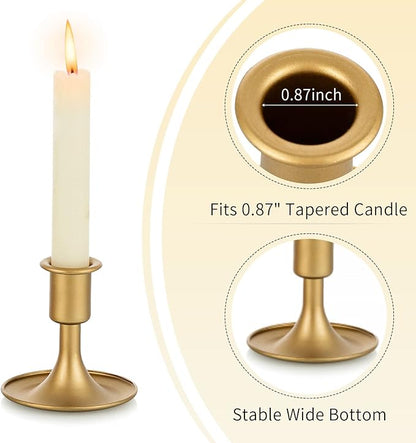 Candlestick Holders Taper Candle Holders, Romadedi Gold Candle Stick Candle Holder for Table Centerpiece, Wedding Reception, Festive Christmas Mantel Decoration or Home Decor, Set of 12