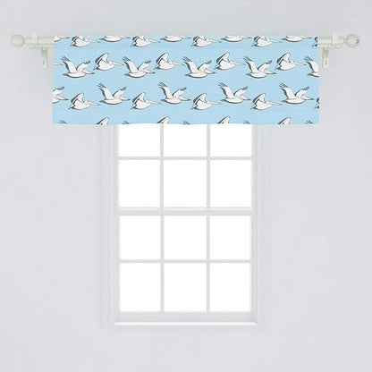 Lunarable Pelican Window Valance, Coastal Pattern with Flying Pelicans Waterfowl on Pale Blue Shade, Curtain Valance for Kitchen Bedroom Decor with Rod Pocket, 54" X 18", Blue Grey