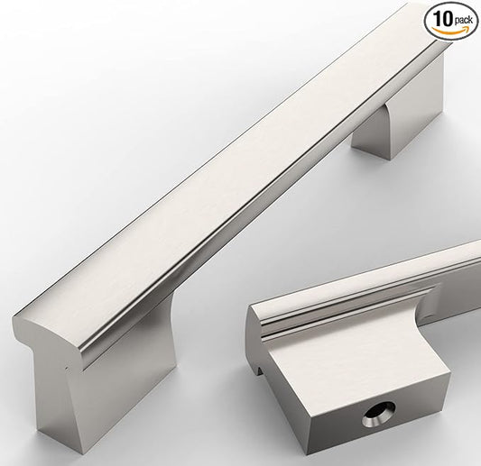 Asidrama 10 Pack 4 Inch(102mm) Brushed Satin Nickel Kitchen Cabinet Handles, Cabinet Pulls Kitchen Cabinet Hardware for Cupboard Drawer Pulls