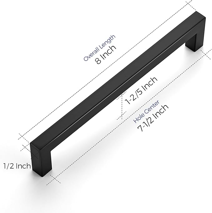 Ravinte 40 Pack 7-1/2 Inch Kitchen Square Cabinet Handles Matte Black Drawer Pulls Hardware for Cabinets Cupboards, FX192HS40