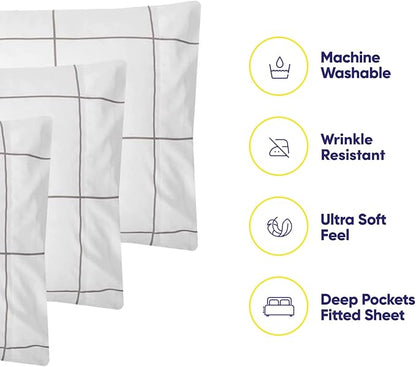 Full Size Bed Sheets - 6 Piece 1500 Supreme Collection Fine Brushed Microfiber Deep Pocket Full Sheet Set Bedding - 2 Extra Pillow Cases, Great Value, Full, Window Pane White