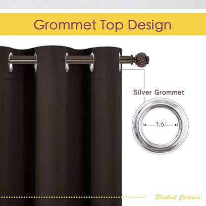 NICETOWN Room Darkening Draperies Curtains, Energy Smart Thermal Insulated Solid Grommet Curtains/Drapes Window Panels (2 Panels, 34-inch x 54-inch, Toffee Brown)