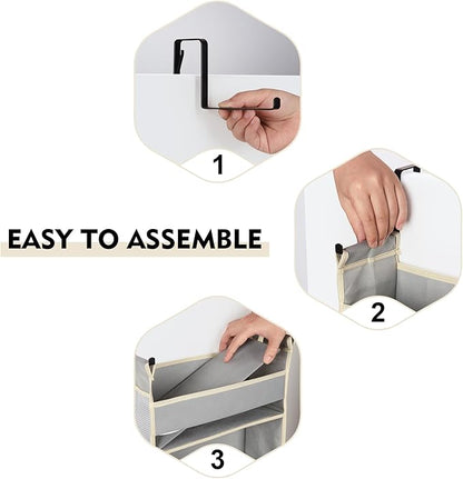 2 Pack Over The Door Hanging Organizer 6-Shelves and 12 Side Pockets, Over The Door Storage for Bathroom and Bedroom, Back of Door Organizers for Baby Products and Kid's Toys(13"x5"x54" Grey)