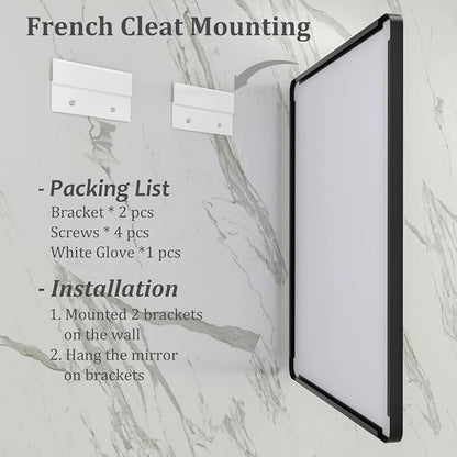 CHAMROR 55x36 Inch Black Metal Framed Bathrrom Mirror for Wall, Black Rounded Rectangle Mirror, Matte Black Bathroom Vanity Mirror, Anti-Rust, Tempered Glass, Hangs Horizontally or Vertically