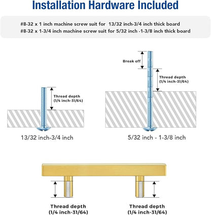 JOY DECOR 10 Pack 3 Inch Brushed Brass Square Cabinet Handles Stainless Steel Cabinet Hardware Pulls for Kitchen and Drawers with 5 Inch Overall Length
