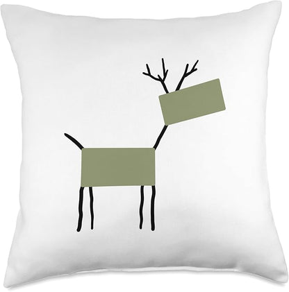 Cute Scandinavian Animals Designs Chic Deer Moose Scandinavian Elk Minimalism Reindeer Throw Pillow, 18x18, Multicolor