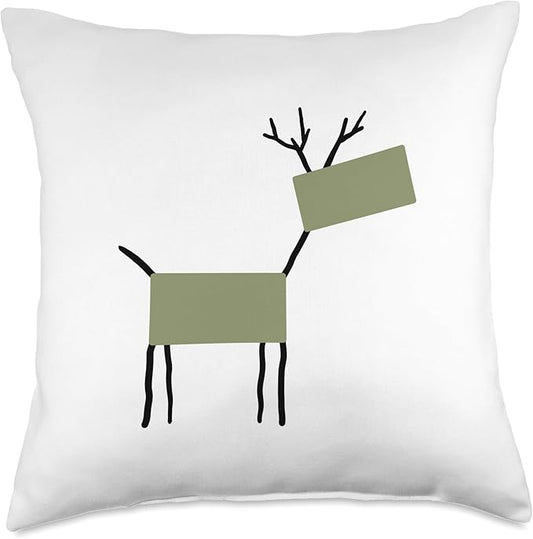 Cute Scandinavian Animals Designs Chic Deer Moose Scandinavian Elk Minimalism Reindeer Throw Pillow, 18x18, Multicolor