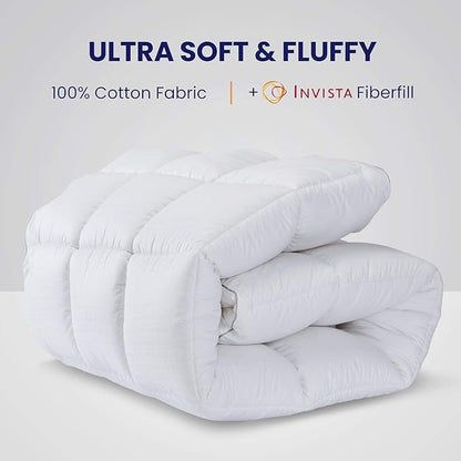 SLEEP ZONE King Size Cotton Mattress Pad, Super Soft Pillow Top Mattress Topper, Thick Fluffy Mattress Cover Deep Pocket 8-21 inches, King, White Cotton Top, King(78X80)