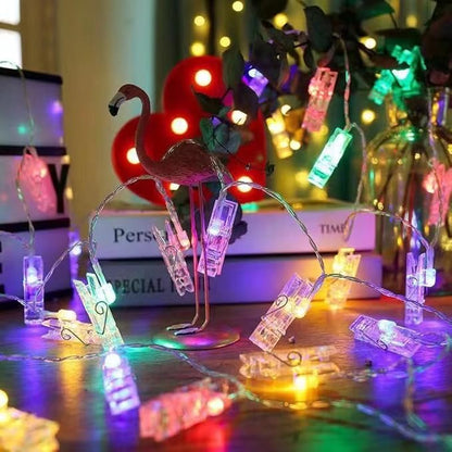 LED Photo String Lights 20 Photo Clips Battery Powered Fairy Twinkle Lights, Wedding Party Home Decor Lights for Hanging Photos, Cards and Artwork Multicolor