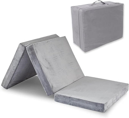 SINWEEK 4" Twin XL Memory Foam Folding Mattress with Storage Bag - Foldable Trifold Floor Bed Topper, CertiPUR-US Certified Guest Sleeping Pad, Machine Washable Cover