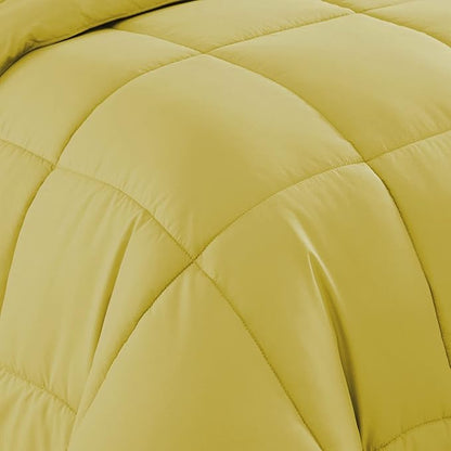 King Size Comforter Set with Sheets - 7-Piece Bedding Collection - 1 Comforter, 1 Fitted Sheet, 1 Flat, 4 Pillowcases - Deep Pocket - Soft & Breathable Premium Quality - Ideal for All Seasons, Yellow