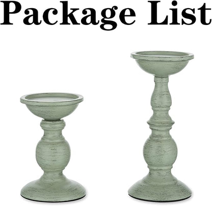 Sziqiqi Retro Iron Candle Holder Vintage Pillar Candles Holders for Table Centerpiece Wedding Birthday Candlelight Dinner Decorative Light Home Décor 2pcs