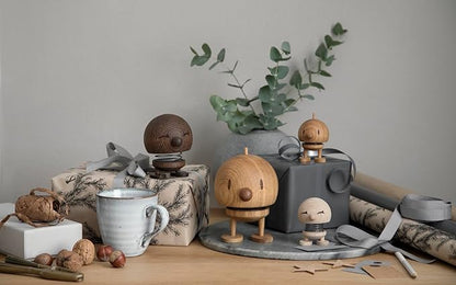 Hoptimist Bimble Smoked Oak, Woody Brown, Home Decor Ornament - Scandinavian Design, Wood W/Metal Spring, Medium - Creates Cheerful Movement