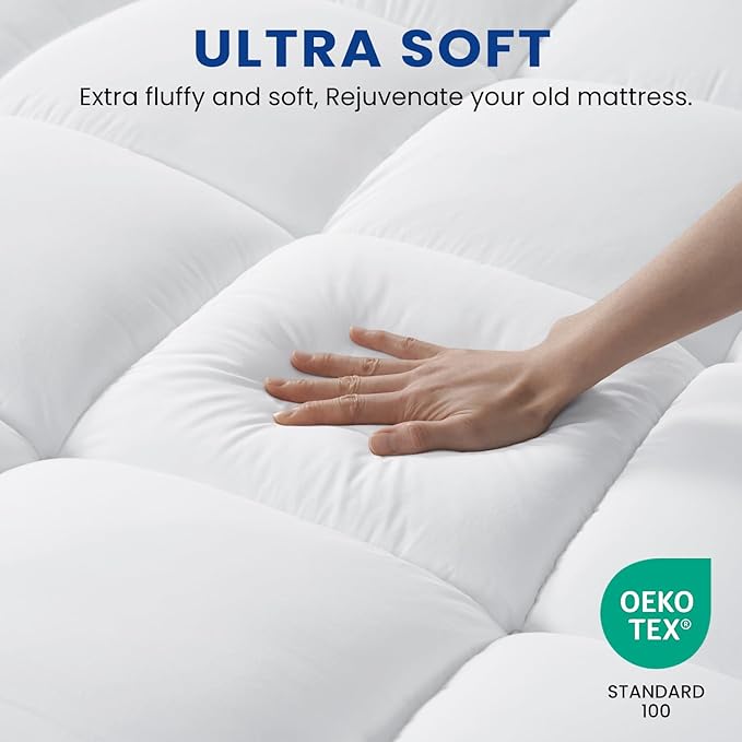 Twin XL Mattress Topper, Extra Thick Pillowtop, Cooling and Plush Mattress Pad Cover for Back Pain,Soft Mattress Protector Cover with 8-21 Inch Deep Pocket(39''x80'')