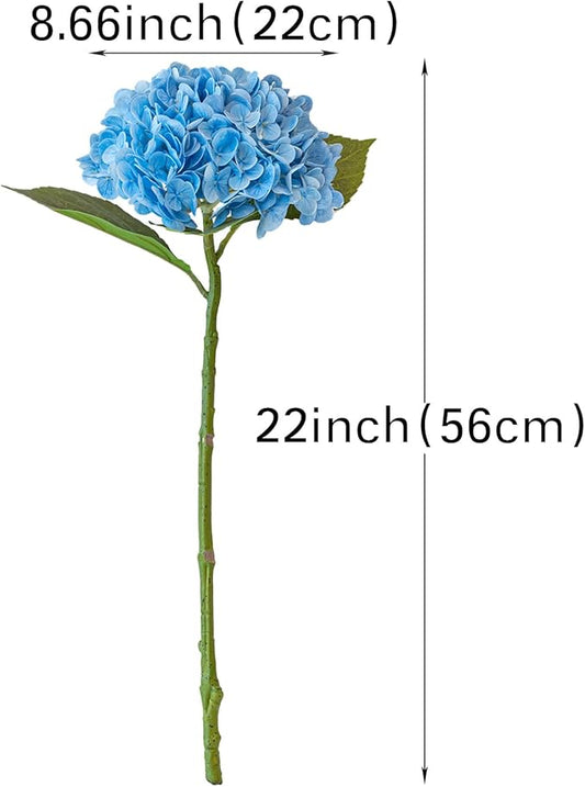 4Pcs 22 inch Lifelike Artificial Hydrangea, 2 Blue & 2 Dark Blue Large Real Touch Flowers Artificial Flowers Dry Flowers Outdoor Wedding Christmas Office Family Party Living Room Table Deco