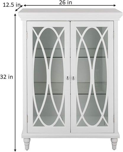 Teamson Home Florence 26 in. x 32 in. 2-Door Freestanding Wooden Floor Cabinet with Adjustable Shelves for Storage Solutions in Bathrooms, Kitchens, Laundry Rooms, Home Offices, White