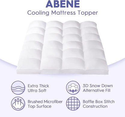 ABENE Twin Size Mattress Topper for Back Pain Relief, Extra Thick Mattress Pad Pillowtop, Soft Plush Mattress Cover Bed Topper with Deep Pocket, Overfilled Down Alternative Filling, White
