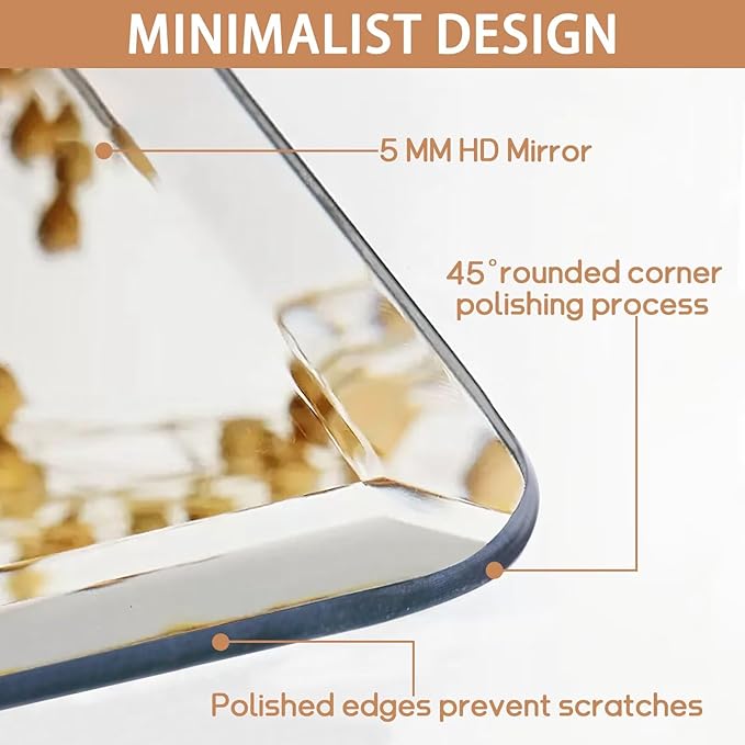 Frameless Bathroom Mirror for Over Sink,Wall Mounted Vanity Mirrors 18x26in,Rounded Rectangle Mirror Frameless with Polished Edge for Bedroom,Living Room,Entryway,Shatterproof (Horizontal/Vertical)