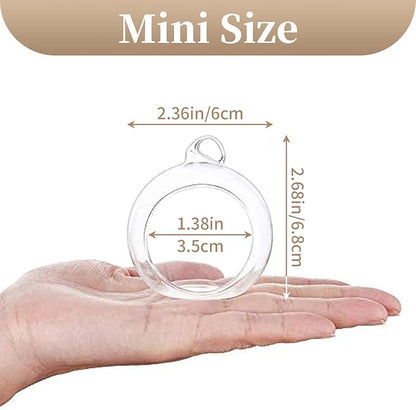 Sziqiqi Hanging Glass Globes Orbs Tea Light Candle Holders fillable with Trinkets for Wedding Ornaments, Wedding Birthday Christmas Party Centerpiece Accessory 2.36inch 20pcs +4 Extra