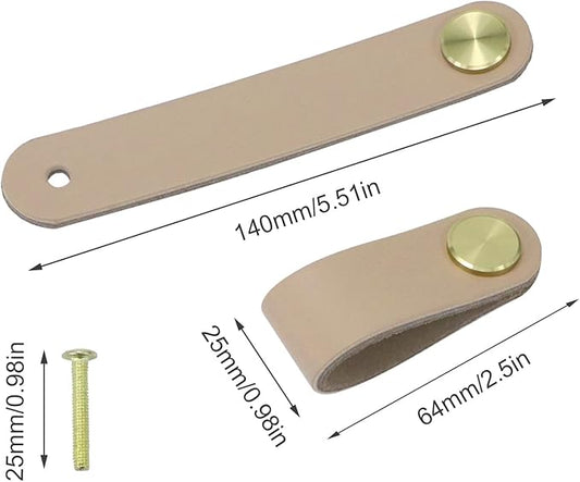 Leather Drawer Pulls and Knobs Soft Cabinet Handles Modern Cabinets Door Knob for Furniture Cupboards Wardrobe Dresser Decorative Handle with Screw 4 Pcs (Flesh Color)