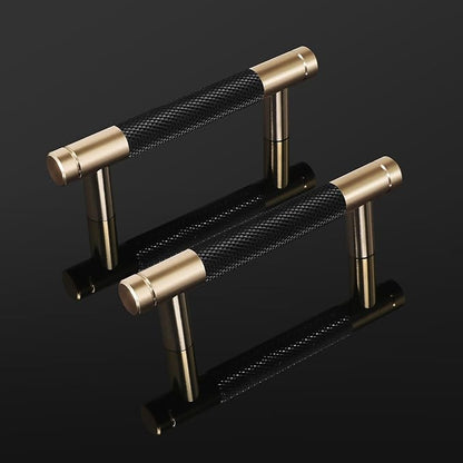 Knurled Cabinet Pulls 12 Pack, 4 Inch Long Cabinet Handles Metal Door Pulls, Kitchen Drawer Pull Knurled Dresser Handles - 3" Hole to Hole, Black & Gold