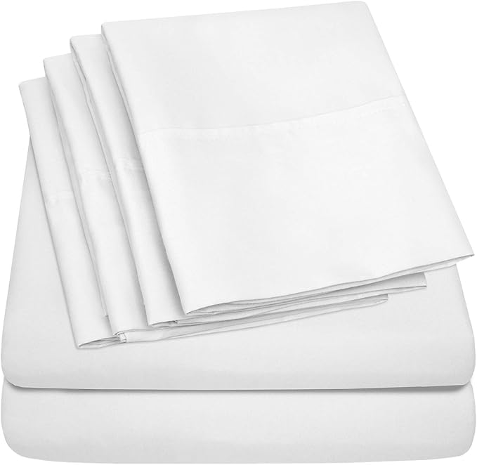 Full Size Bed Sheets - 6 Piece 1500 Supreme Collection Fine Brushed Microfiber Deep Pocket Full Sheet Set Bedding - 2 Extra Pillow Cases, Great Value, Full, White